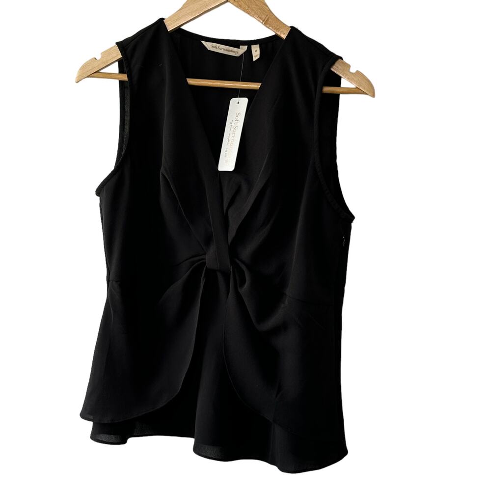 Soft Surroundings ENKA Black Sleeveless Blouse Women's Size Medium NEW